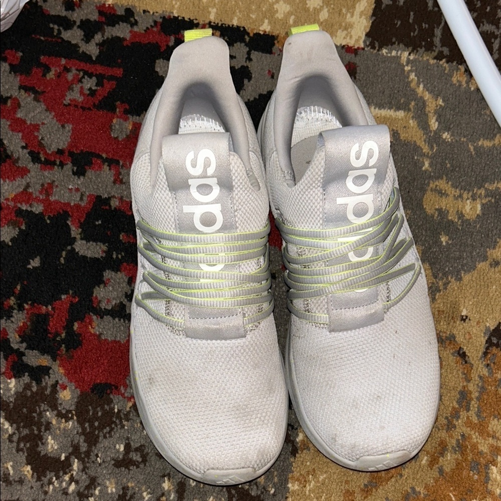 Adidas Lite Racer Adapt 7.0 Light Gray Sneakers with Lime Highlights